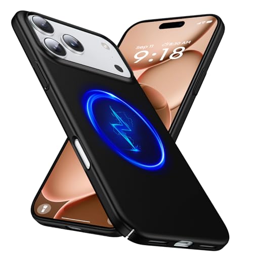 GRECAZO Magnetic Ultra Thin Frosted Designed for iPhone 17 Pro Max Phone Case 6.9 inch(2025) Slim Minimalist Lightweight Matte Hard PC Compatible with MagSafe Cover Protective Bumper Case-Black - color: Black, size: iPhone 17 Pro Max