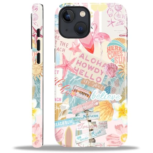 Case Compatible with iPhone 15 Plus, Cute Dual Layer Hybrid Phone Cover, Military Grade Drop Protection, Aesthetic Shockproof Phone Case for Women Girls, Pastel Pink Summer Collage - color: Pastel Pink Summer Collage, size: Iphone 15 Plus