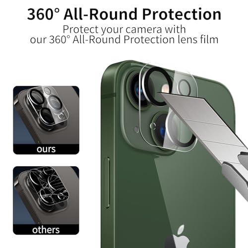 3 Pack Privacy Screen Protector for iPhone 13 Mini with 3 Pack Camera Lens Protector, 9H Hardness Double Shatterproof Anti-Spy Tempered Glass Film, Easy Installation - size: iPhone 13 Mini