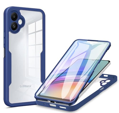CCSamll for Samsung Galaxy A05 Case with Screen Protector QC Blue | Clear Slim Shockproof Soft TPU Bumper, Full Body Protective Phone Cover, Touch Sensitive Front Case for Samsung A05 - color: Blue