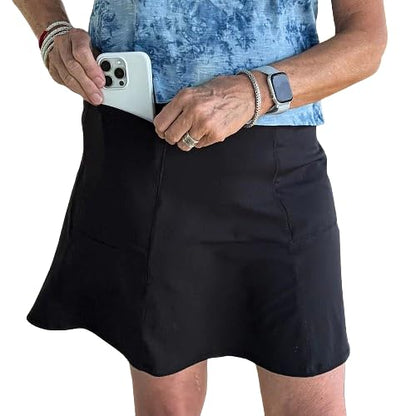 BANDI Pocketed Skirt - Women's Everyday Skirt with Pockets, UPF 50, 4-Way Stretch, Lightweight, Wrinkle-Free – Made in USA - color: Black, size: Small