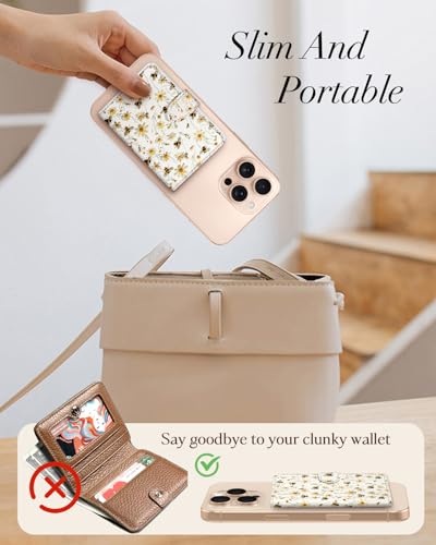 Shorogyt for Magnetic Phone Wallet Compatible with Magsafe for Women - Cute Luxury Slim Leather Card Holder Mag Wallets Fit 4 Cards,for iPhone 1716/15/14/13/12 Series for Apple RFID Magnet, Bee