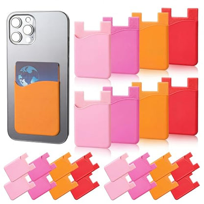 Frienda 24 Pcs Phone Card Holder Adhesive Silicone Wallet, Bright Color - color: Bright Colors
