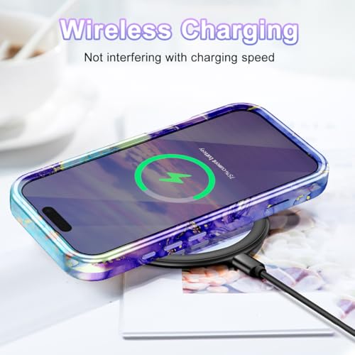 Btscase Compatible with iPhone 17 Pro Case 6.3 Inch 2025,Marble Pattern 3 in 1 Heavy Duty Shockproof Full Body Rugged Hard PC+Soft Silicone Drop Protective Women Girl Phone Cases, Cobalt Violet - color: Cobalt Violet, size: iPhone 17 Pro