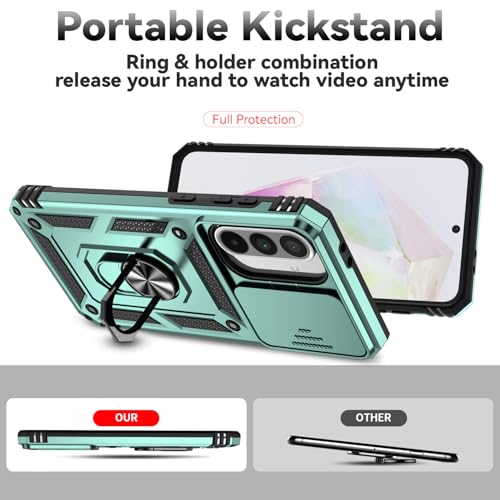 for Samsung Galaxy A36 5G Case with Slide Camera Cover HD Screen Protector [Military Grade 16ft. Drop Tested] Magnetic Ring Holder Kickstand Protective Phone Case for Galaxy A36 5G 2025, Dark Green - color: Dark Green w/ Slide Camera 2nd gen. Military Gra