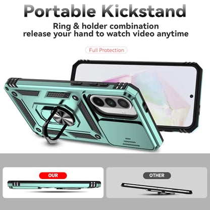 for Samsung Galaxy A36 5G Case with Slide Camera Cover HD Screen Protector [Military Grade 16ft. Drop Tested] Magnetic Ring Holder Kickstand Protective Phone Case for Galaxy A36 5G 2025, Dark Green - color: Dark Green w/ Slide Camera 2nd gen. Military Gra