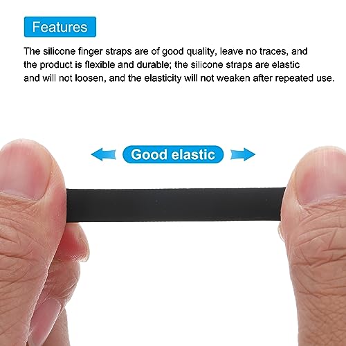 MECCANIXITY Phone Grip Strap Wrist Strap Silicone Elastic Cord Black 2Pcs - color: Black