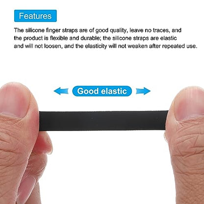 MECCANIXITY Phone Grip Strap Wrist Strap Silicone Elastic Cord Black 2Pcs - color: Black
