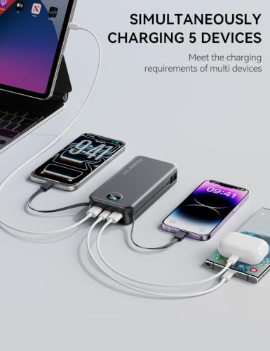 Nusyddy Portable Charger 20000mAh Fast Charging w/Built-in Wall Plug Black - color: Jet Black