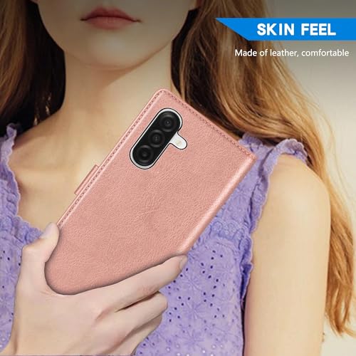 ZZXX for Samsung Galaxy A17 5G Wallet Case with [RFID Blocking] Card Slot Kickstand Magnetic Closure PU Leather Flip Fold Protective Phone Case for Samsung Galaxy A17(Rose Gold-6.7 inch) - color: Rose Gold