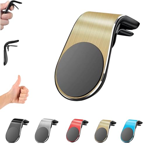 Phone Holder, Magnetic Phone Holder for Car, Mobile Phone Navigation Magnetic Bracket, 360° Adjustable Hands Phone Stand, Secure Clip-On Air Vent Phones Cradle for Driving - color: Gold