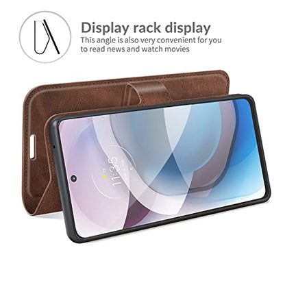 Flip Case for Motorola One 5G UW Ace Wallet Leather Magnetic Protective Cellphone Case for Moto One 5G Ace 2021 / Moto G 5G Folio Book Cover & Stand (Brown) - color: Brown