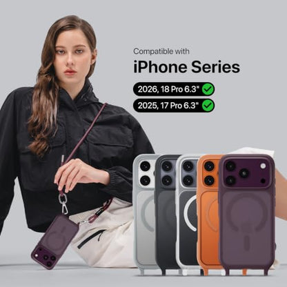 MAGEASY Roam MagSafe Crossbody Phone Case with Strap for iPhone 18 Pro & 17 Pro, Magnetic Clear Case with Detachable Lanyard, 16FT Drop Defense, Camera Control Compatible (Transparent) - color: Transparent, size: iPhone 17/18 Pro