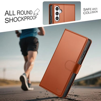 Compatible with Samsung Galaxy S26 Case Wallet with Card Holder [4 Card Slot] Women Men,RFID Blocking PU Leather Phone Case Flip Protector Cover Credit Card Slot Kickstand,Light Brown - color: Light Brown, size: Samsung Galaxy S26 - 6.3"