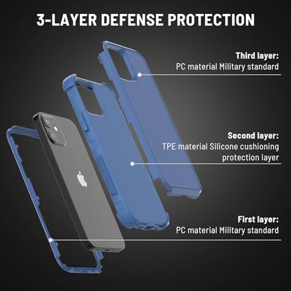 X-belmox Heavy Duty Case for iPhone 12/12 Pro and Screen Protector Sea/Blue | 3-Layers Military Grade Drop Protection Phone Case, Shockproof Rugged Case Cover for iPhone 12 Pro 6.1 Inch - color: Sea/Blue