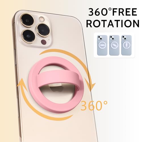 Magnetic Silicone Phone Grip,Comfy Finger Loop Grip Phone Holder,Strong Grip,Comfortable,Easy to Install and Remove,Compatible with Magsafe for iPhone 16/15/14/13/12 Series (Lady Pink) - color: Lady Pink