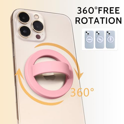 Magnetic Silicone Phone Grip,Comfy Finger Loop Grip Phone Holder,Strong Grip,Comfortable,Easy to Install and Remove,Compatible with Magsafe for iPhone 16/15/14/13/12 Series (Lady Pink) - color: Lady Pink