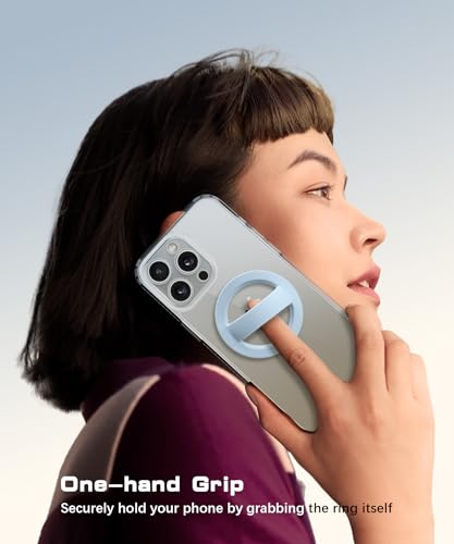 Magnetic Phone Grip, Removable Loop Grip with Soft Finger Strap, Silicone Phone Ring Holder for Back of Phone for iPhone 16/15/14/13/12 Pro Max/Plus, Blue - color: Blue