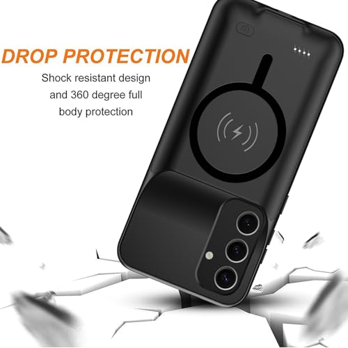 Battery Case for Galaxy S23 FE,Upgraded 12000mAh High Capacity Rechargeable Portable Protective Extended Charger Case Wireless Charging Compatible with S23 FE(6.4 inch) Charging Case & Carplay Black - size: Galaxy S23 FE