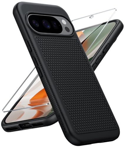 FNTCASE for Google Pixel 10 Pro XL Case: Dual Layer Non Slip Protective | With Screen Protector, Shockproof Drop Protection, Matte Textured Protective Cell Phone Cover, for Daily Use, Black - color: Black, size: For Pixel 10 Pro XL/9 Pro XL