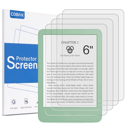 CoBak 4 Pack Anti-Glare Matte Screen Protector for 6" Kindle 2024 and 2022 (11 Generation) Kobo Nia, and PocketBook - High Clarity, Fingerprint Resistance, Anti-Bubble PET Film - color: Matte-4 Pack