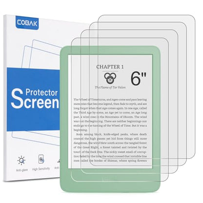 CoBak 4 Pack Anti-Glare Matte Screen Protector for 6" Kindle 2024 and 2022 (11 Generation) Kobo Nia, and PocketBook - High Clarity, Fingerprint Resistance, Anti-Bubble PET Film - color: Matte-4 Pack