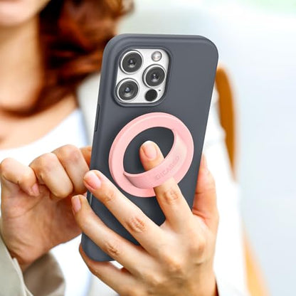 Encased Magnetic Phone Grip Holder Thin Silicone Finger Loop Ring Compatible with iPhone (Blush Pink) - color: Blush Pink