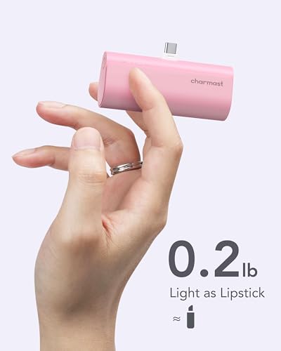 charmast Mini Portable Charger USB-C Connector, 5000mAh Small Power Bank - color: Pink