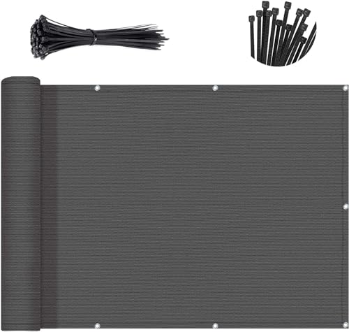 SUNNY GUARD 3' x 10' Balcony Privacy Screen, HDPE Patio Railing Cover Fence - color: Dark Gray, size: 0 3' x 1 0'