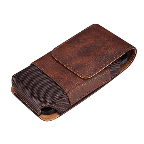 Phone Holster for Samsung Galaxy A17 A16 A15 A25 A35 A55 A57, S26 Ultra, S25 S24 S23 S22 Ultra Plus FE/iPhone 16 Pro Max/Moto G Power Cell Phone Pouch Case with Belt Clip Loop Card Holder (Brown #A) - color: Brown - Vertical
