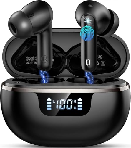 Wireless Earbuds, 2026 Bluetooth 5.4 Headphones HiFi Stereo 50H In Ear Buds - color: Black