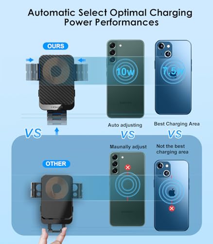 Wireless Car Charger 15W Fast Charging Auto-Clamping Air Vent Phone Mount - color: Blue Arm