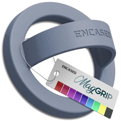 Encased Magnetic Phone Grip Holder (Compatible with MagSafe) Thin Silicone Finger Loop Ring for iPhone (Stormwash Blue) - color: Stormwash Blue