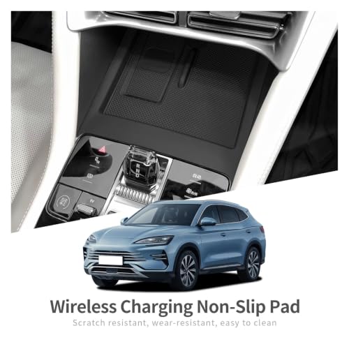 Silicone Phone Wireless Charging Mat Non-Slip Charger Protective Pad Car Interior Accessories Black Compatible with BYD Song Plus Compatible with DMI 2025