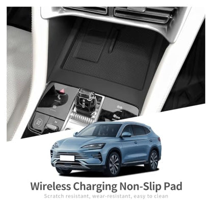 Silicone Phone Wireless Charging Mat Non-Slip Charger Protective Pad Car Interior Accessories Black Compatible with BYD Song Plus Compatible with DMI 2025