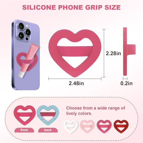 Silicone Loop Ring Grip Holder, Self-Adhesive Love Finger Loop Holder, Soft and Portable,Compatible Most Phone Models(Rose Pink)