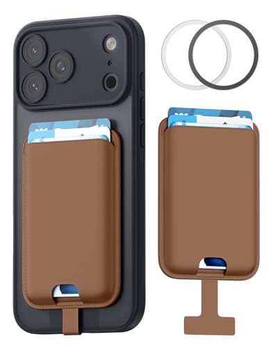 FlyReal for MagSafe Wallet, with Anti-Loss Lanyard, Brown - color: Brown