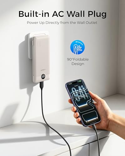 VEGER Portable Charger for iPhone, Power Bank Built in Cables and Wall Plug - color: Coffee