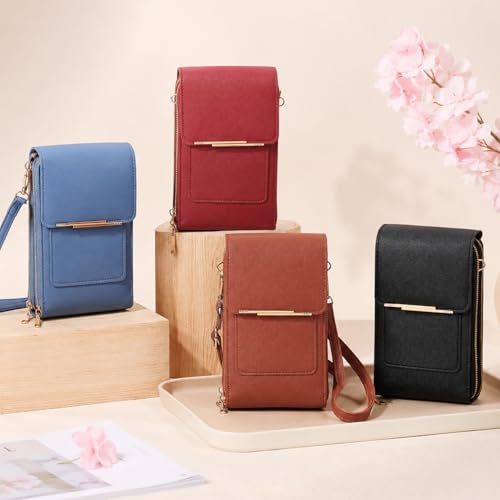 Women's Phone Messenger Bag, Crossbody Phone Wallet, RFID Touch Screen Crossbody Phone Purse, Anti-Theft Shoulder Strap - color: Blue