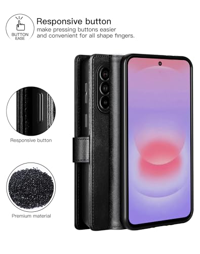 Feitenn for Samsung Galaxy A37 5G (6.7") Case Wallet 2026 with 4 Card Holders Kickstand, PU Flip Leather Magnetic Closure Folio Shockproof Protective Cover, Black - color: Black, size: Samsung Galaxy A37 5G