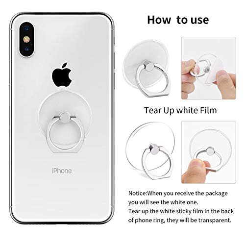 Cell Phone Ring Holder Stand Transparent Finger Grip Loop 360 Degree Rotation Finger Ring Stand (Black Sliver Gold Rose Gold (Round)) - color: Black Sliver Gold Rose gold (Round)
