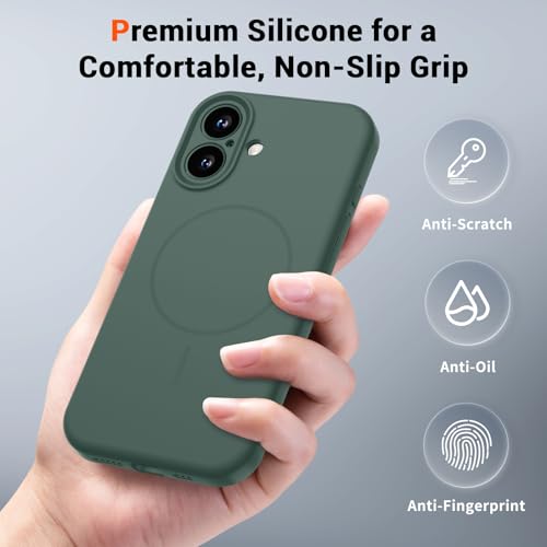 SUPFINE Silicone & Magnetic for iPhone 17 Case - color: Acacia Green, size: iPhone 17
