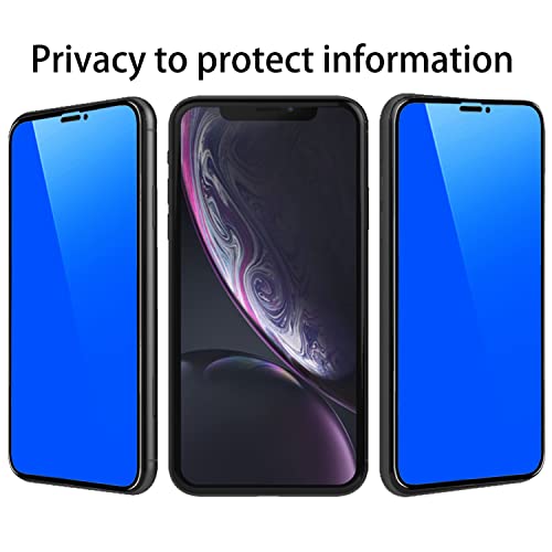 2 Piece Privacy Tempered Glass for iPhone XR/iPhone 11 6.1 inch Anti-blue Anti-Spy Screen Protector Mirror Blue - size: for iPhone XR/iPhone 11