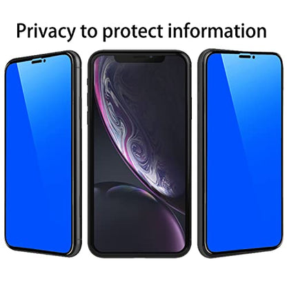 2 Piece Privacy Tempered Glass for iPhone XR/iPhone 11 6.1 inch Anti-blue Anti-Spy Screen Protector Mirror Blue - size: for iPhone XR/iPhone 11