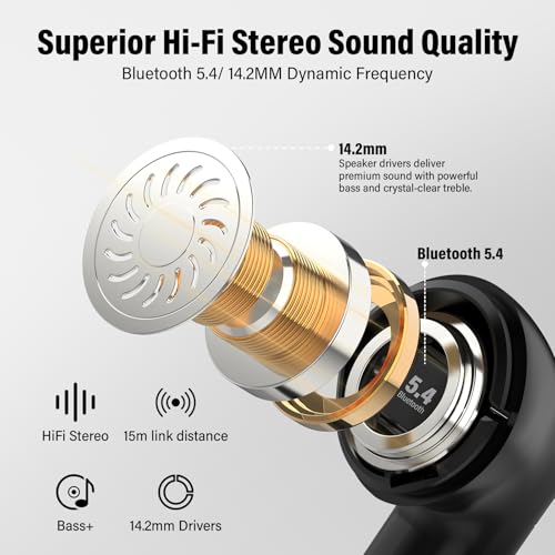 Wireless Earbuds, Bluetooth 5.4 Headphones 48H Playtime Ear Buds, Bluetooth Earbuds Stereo with LED Display, Clear Call, IPX7 Waterproof in Ear Earphones with ENC Mic for Phones/Sports/Laptop, Black - color: Jet Black