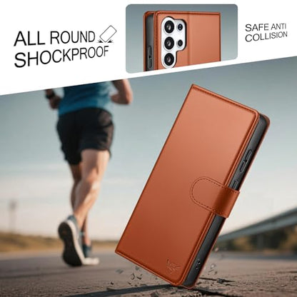 Compatible with Samsung Galaxy S26 Ultra Case Wallet with Card Holder [4 Card Slot] Women Men,RFID Blocking PU Leather Phone Case Flip Protector Cover Credit Card Slot Kickstand,Light Brown - color: Light Brown, size: Samsung Galaxy S26 Ultra - 6.9"