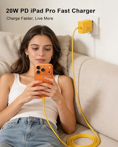 iPhone 17 16 15 Charger Fast Charging 10FT, 20W USB C Charger Block & Cable - color: Yellow
