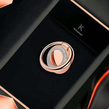 Cell Phone Ring Holder Finger Kickstand Turns 360° Degrees & 180° Degrees Adjustable to Fit Your Needs Helps Stabilize Phone for Selfies iPhone Stand Phone Grip Circle Bling 52014 (Rose Gold) - color: Rose Gold