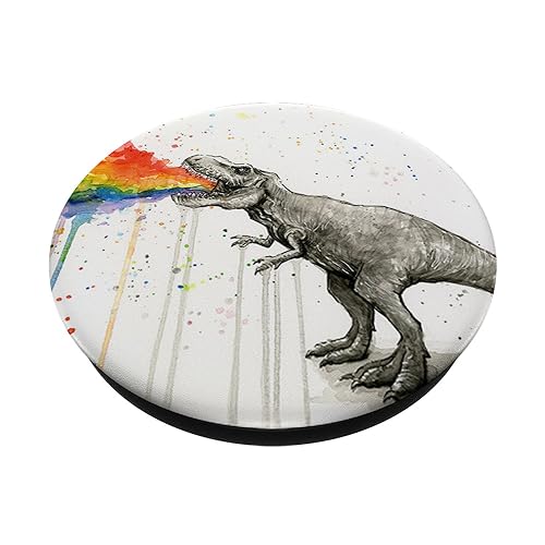 Watercolor Colorful T-Rex Dino Dinosaur Pop Mount Socket PopSockets Adhesive PopGrip - style: Adhesive PopGrip