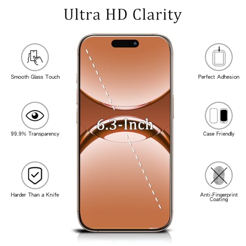 MAYtobe 2-Pack Designed for iPhone 17 Pro Screen Protector Tempered Glass | 9H Hardness, Anti Scratch, Easy to Install - size: iPhone 17 Pro